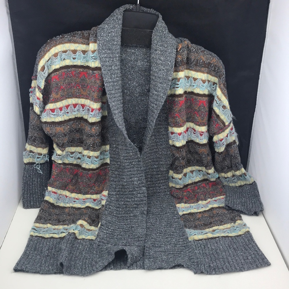 Buckle multi colored cardigan sweater size large